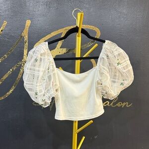 Elegant White Puff Sleeve Top